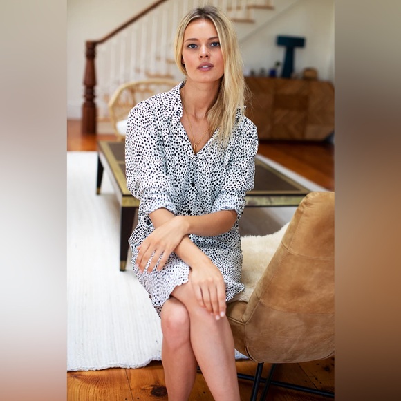 EMERSON FRY SHIRTDRESS - BLACK + WHITE CHEETAH - Picture 6 of 8